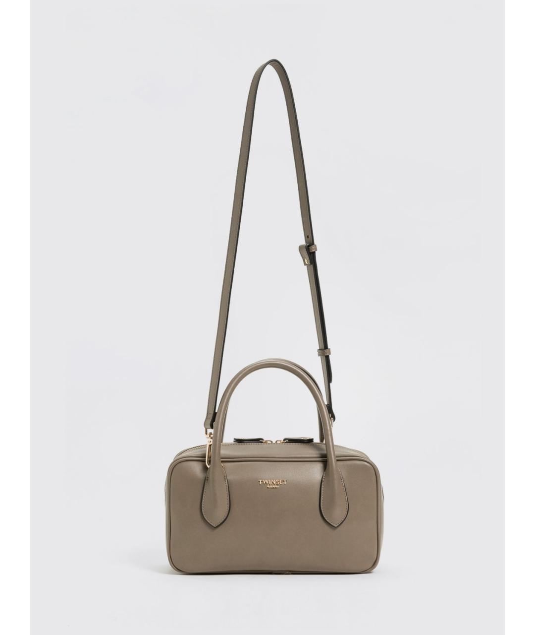 TWIN-SET Серая сумка через плечо из искусственной кожи, фото 5