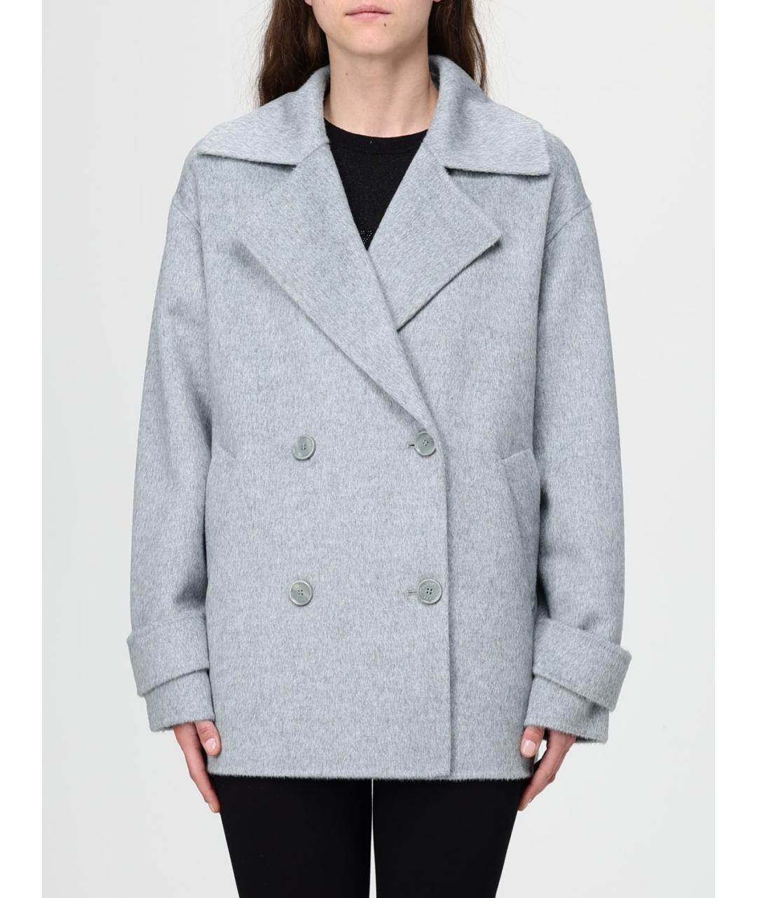 PATRIZIA PEPE Серое шерстяное пальто, фото 2