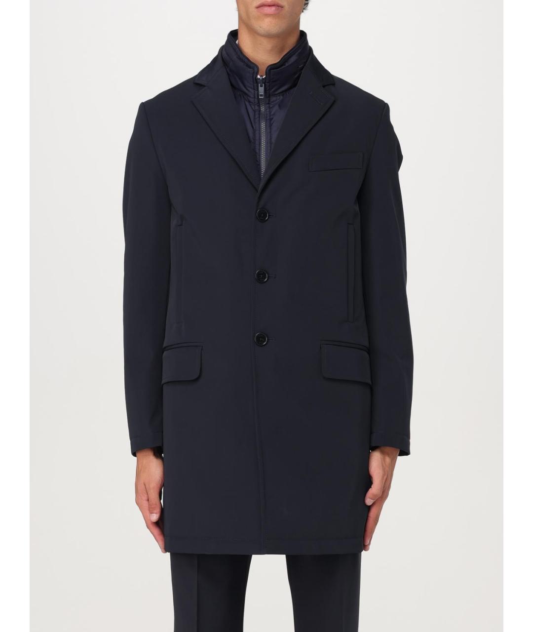 FAY Темно-синий полиэстеровый тренч / плащ, фото 6