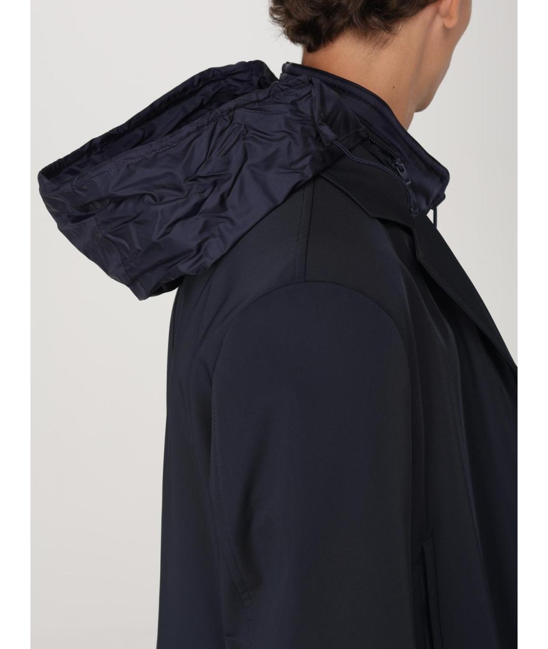 FAY Темно-синий полиэстеровый тренч / плащ, фото 4