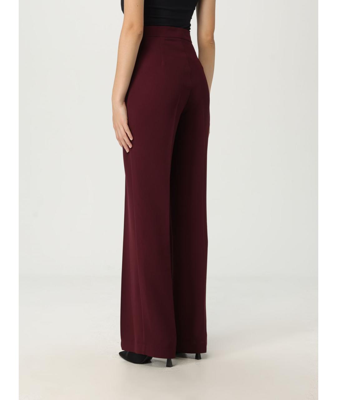TWIN-SET Бордовые полиэстеровые прямые брюки, фото 2