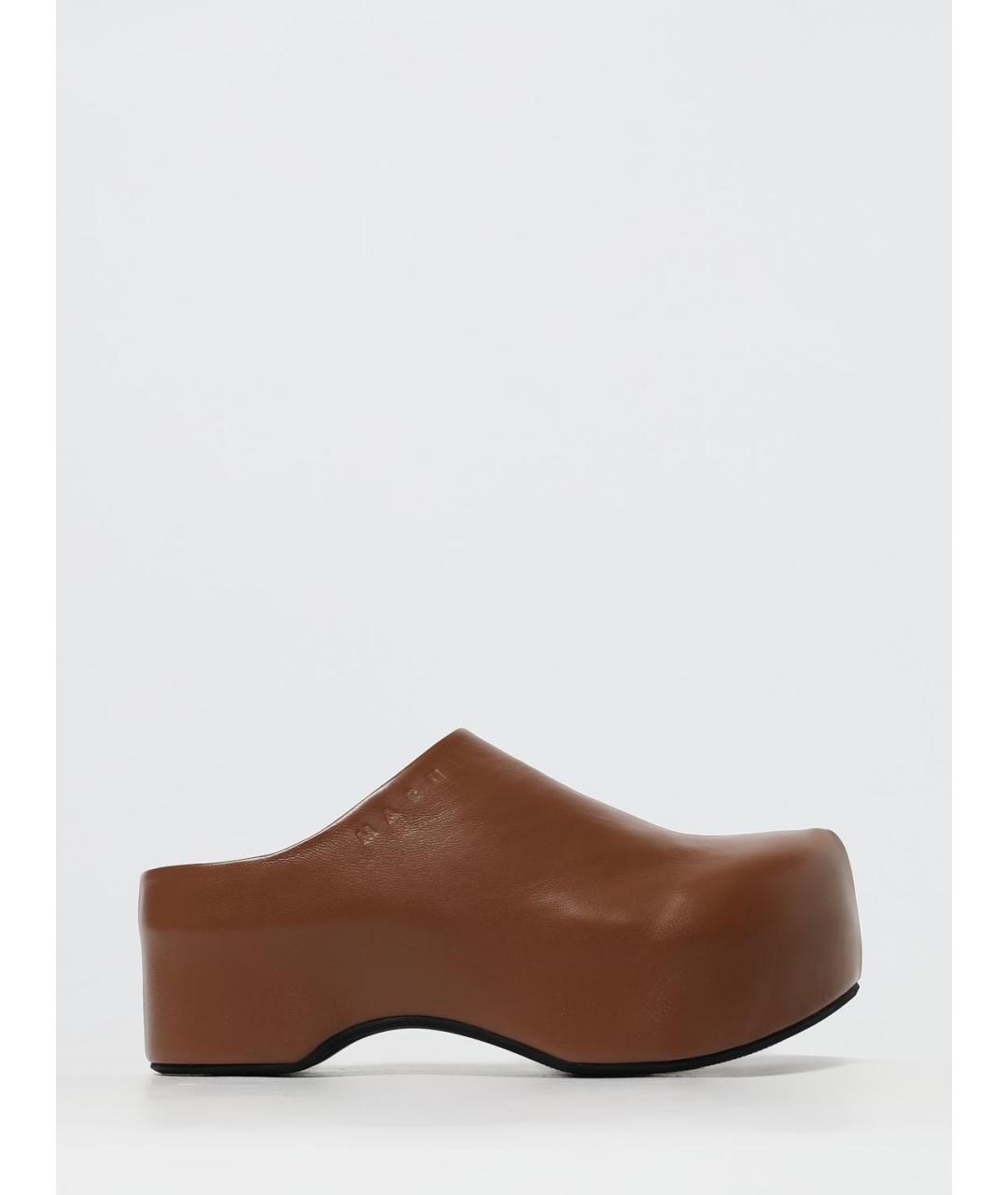 MARNI Коричневые кожаные сабо, фото 5