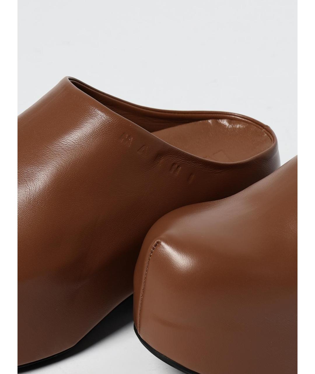 MARNI Коричневые кожаные сабо, фото 4