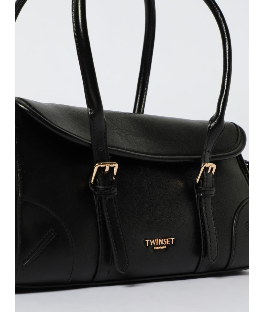 TWIN-SET Черная сумка через плечо из искусственной кожи, фото 3
