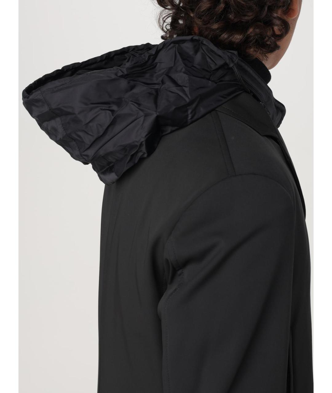 FAY Черный полиэстеровый тренч / плащ, фото 4