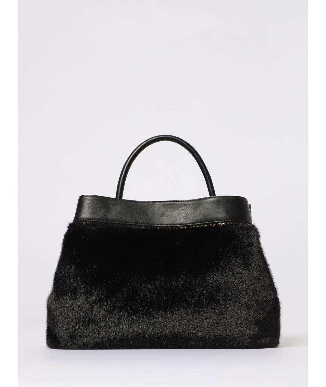 TWIN-SET Черная сумка тоут из искусственной кожи, фото 4