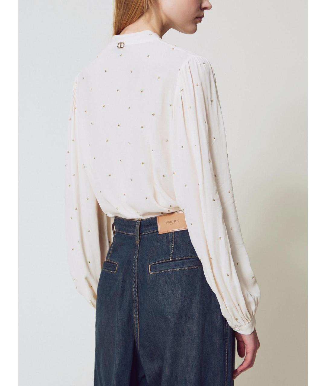 TWIN-SET Бежевая вискозная блузы, фото 3