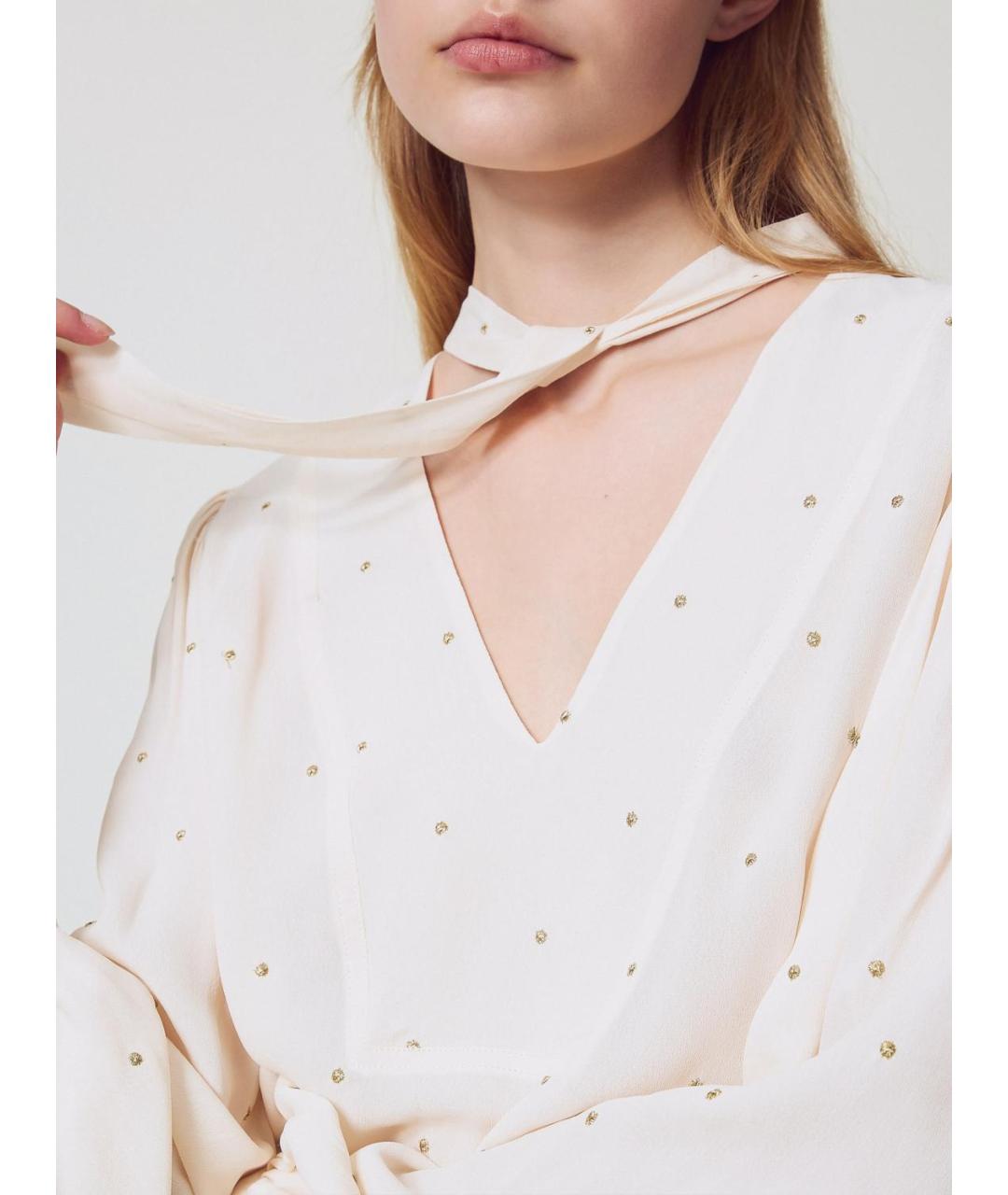 TWIN-SET Бежевая вискозная блузы, фото 5