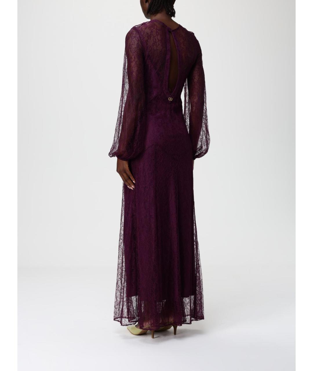 TWIN-SET Фиолетовое вискозное вечернее платье, фото 2