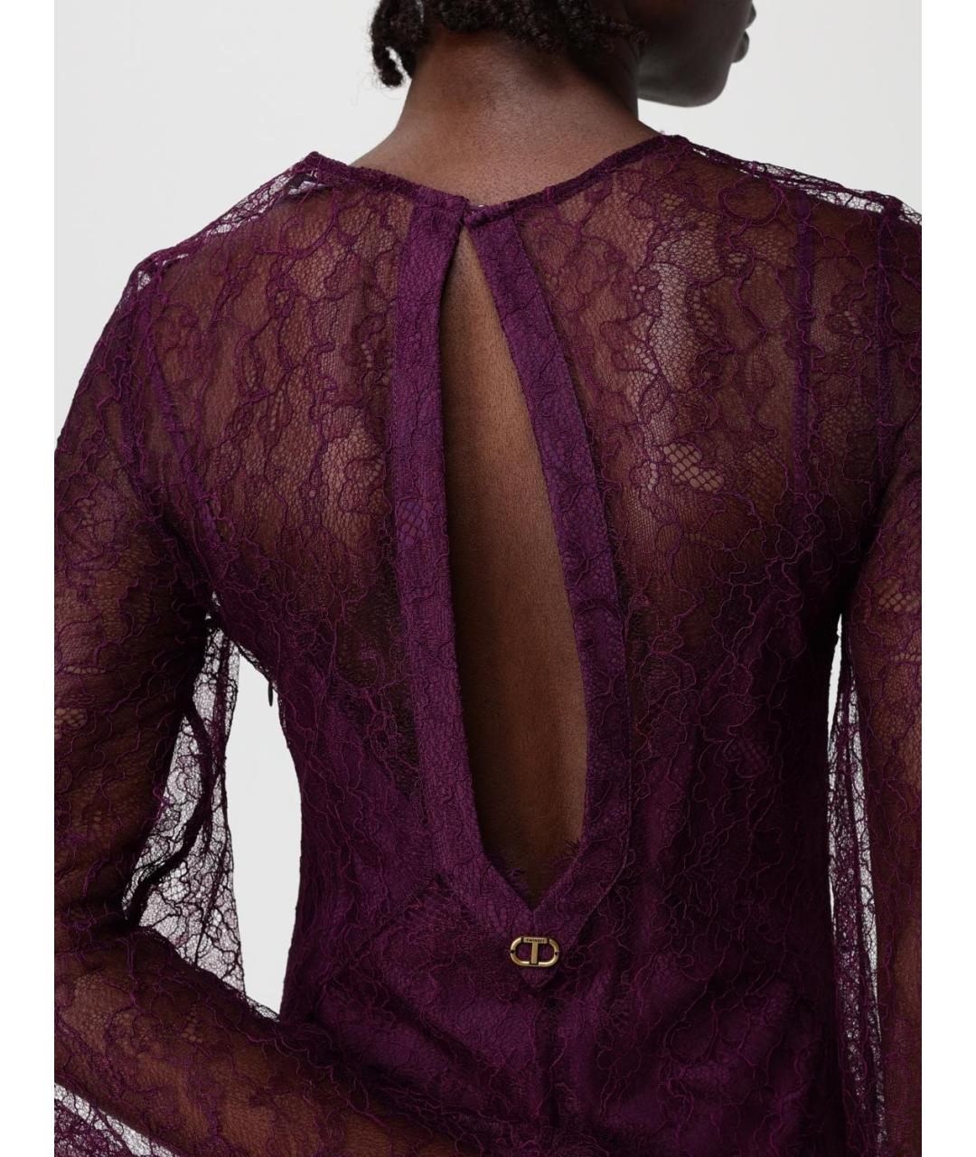 TWIN-SET Фиолетовое вискозное вечернее платье, фото 3