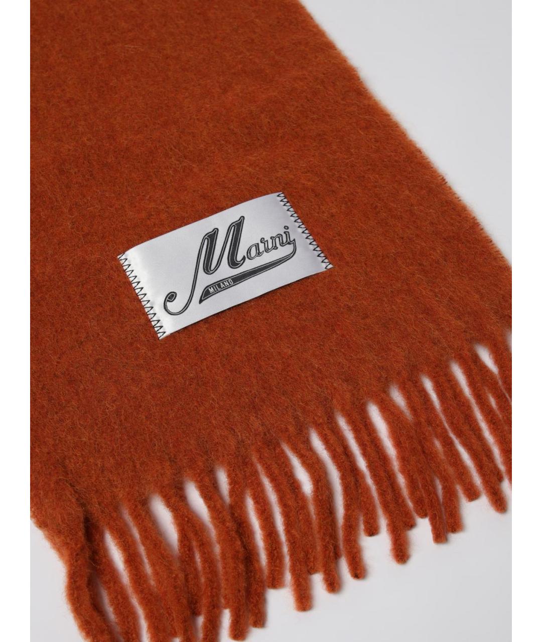 MARNI Оранжевый шерстяной шарф, фото 3