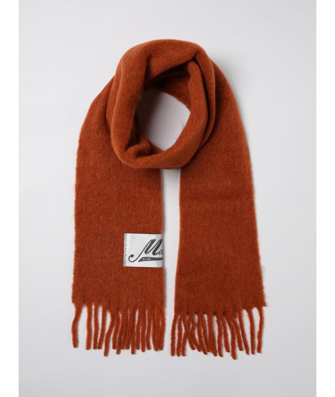 MARNI Оранжевый шерстяной шарф, фото 5