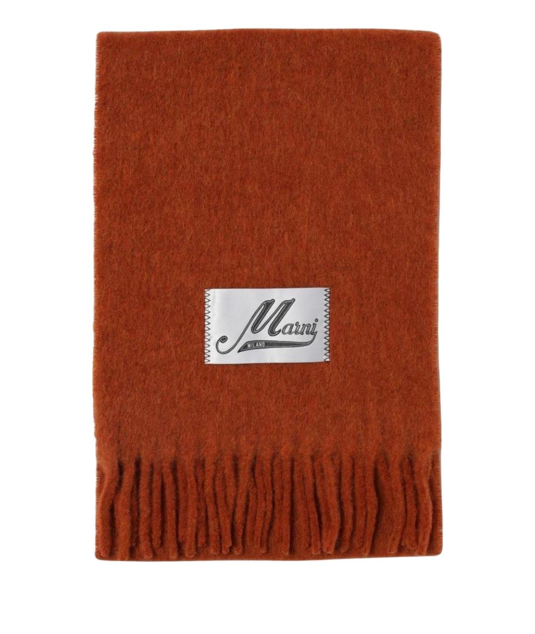 MARNI Оранжевый шерстяной шарф, фото 1