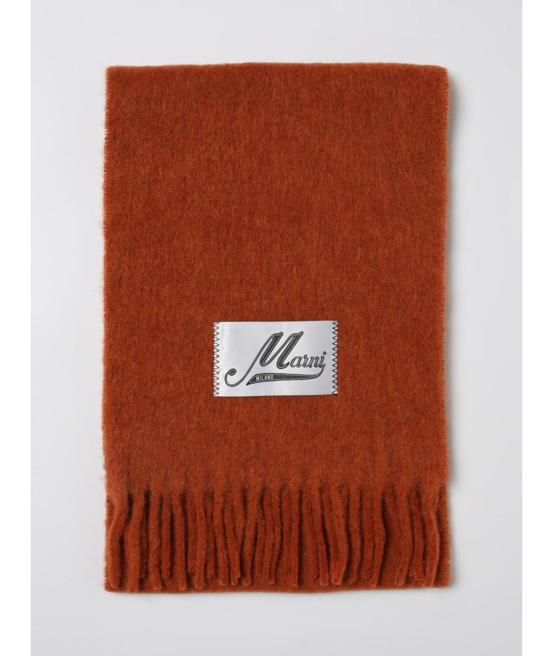 MARNI Оранжевый шерстяной шарф, фото 6