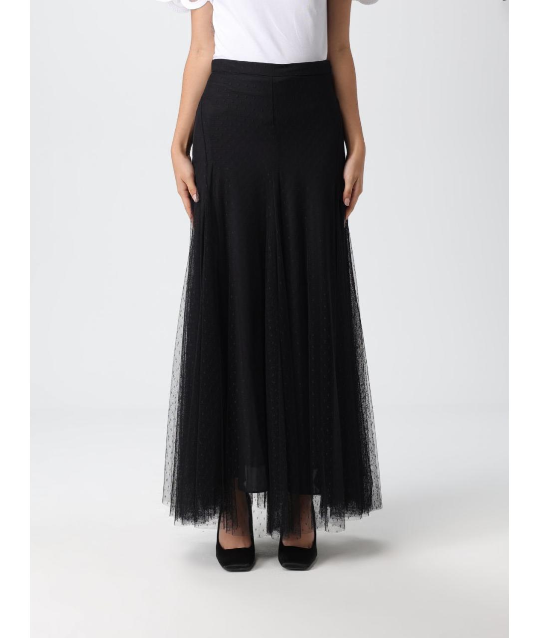 TWIN-SET Черная полиэстеровая юбка макси, фото 4