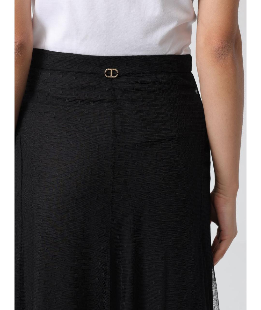 TWIN-SET Черная полиэстеровая юбка макси, фото 3
