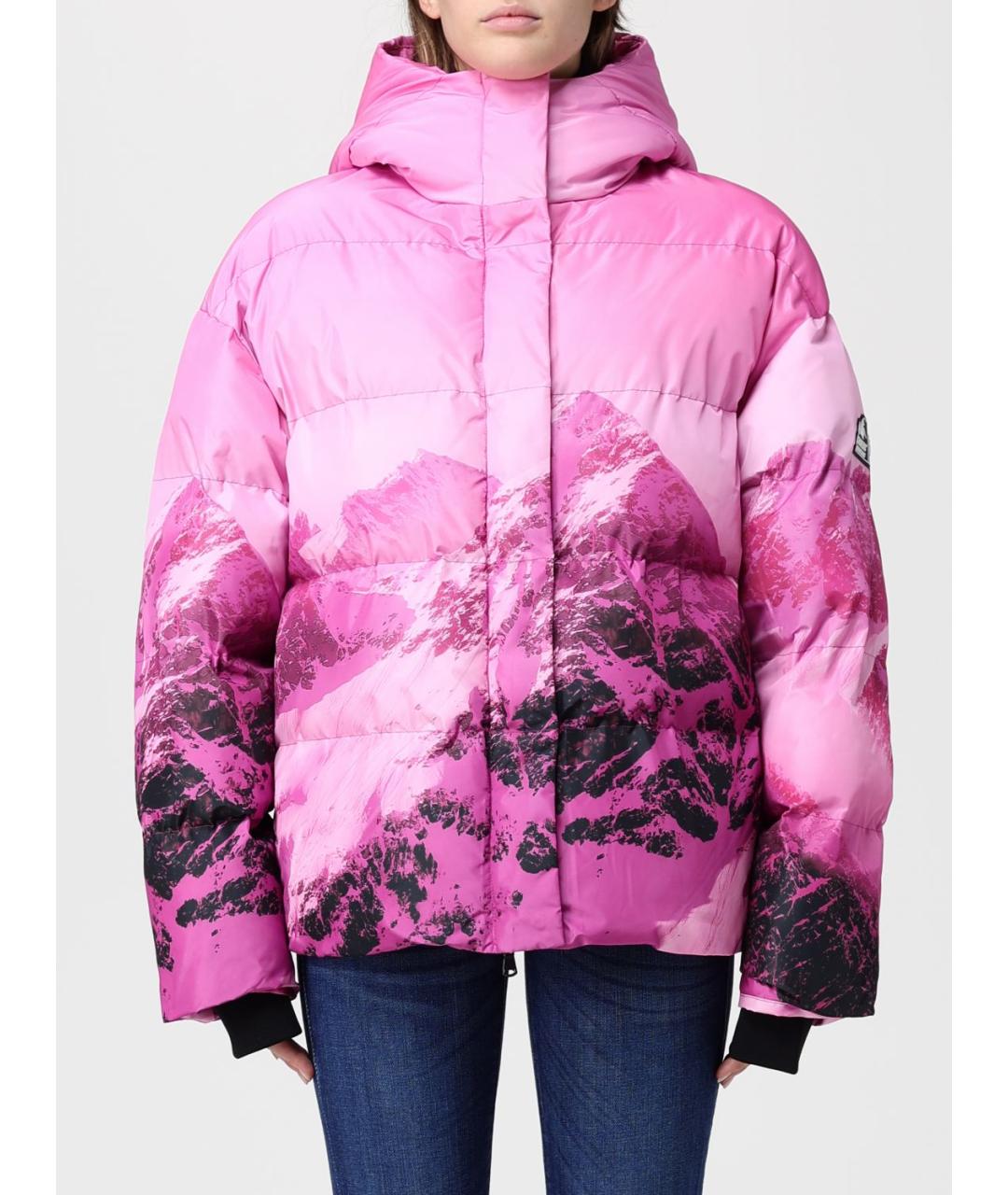 PATRIZIA PEPE Розовый полиамидовый пуховик, фото 2