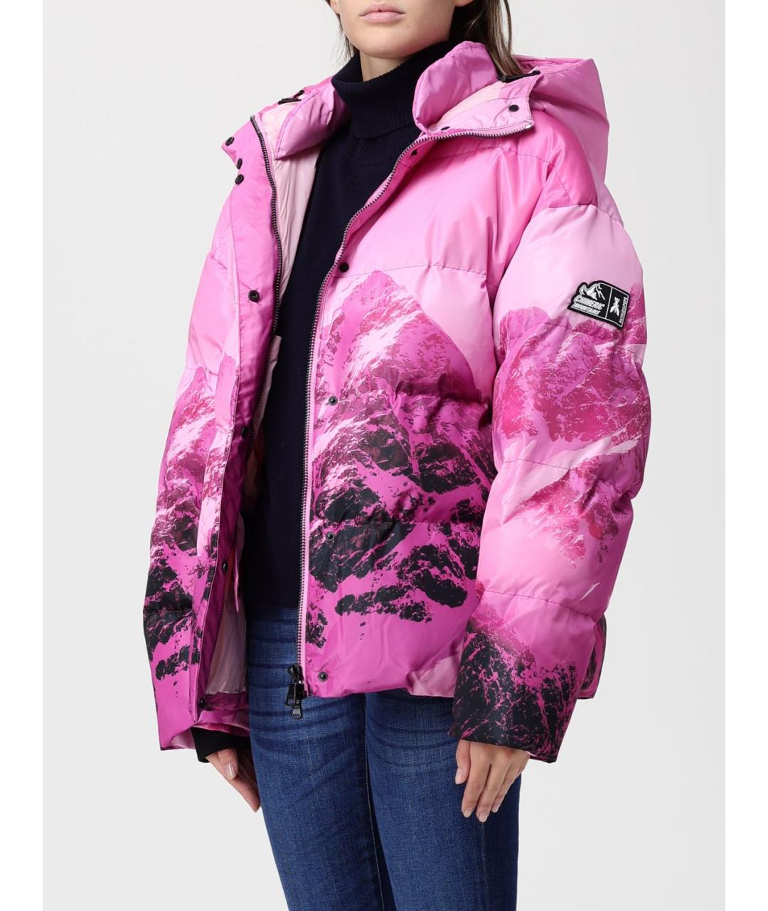 PATRIZIA PEPE Розовый полиамидовый пуховик, фото 4
