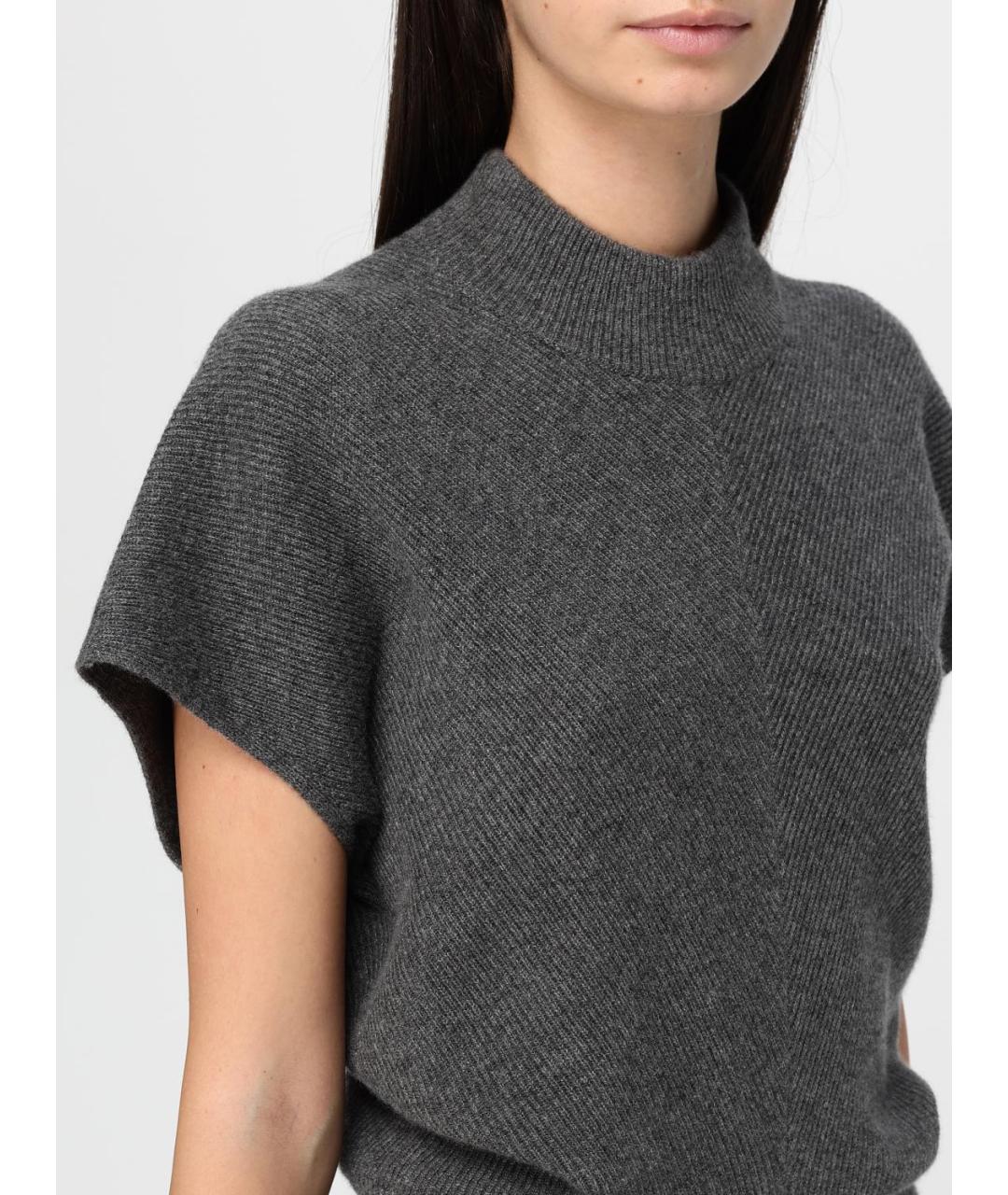 BRUNELLO CUCINELLI Антрацитовое кашемировое повседневное платье, фото 5