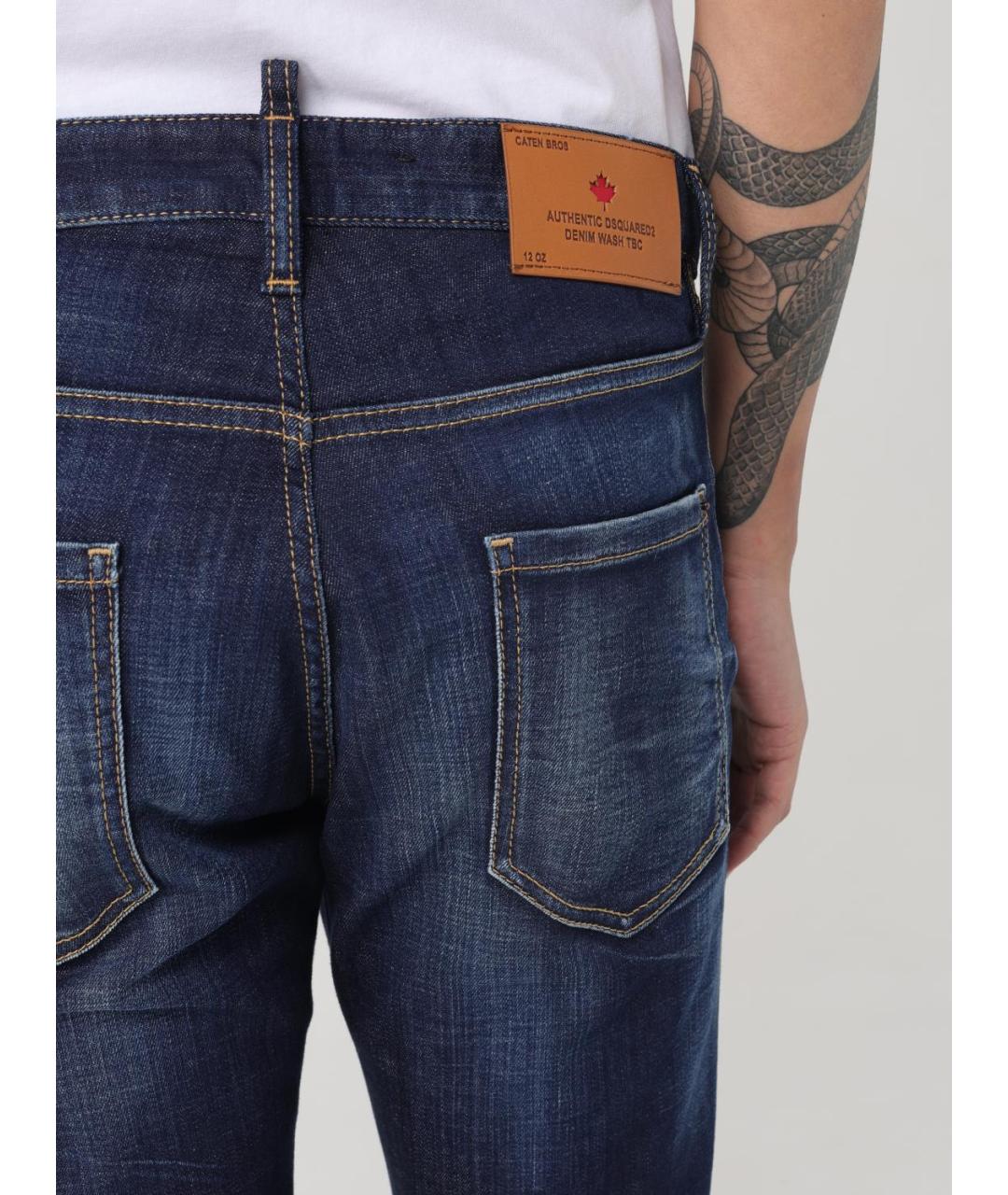 DSQUARED2 Синие хлопковые прямые джинсы, фото 4