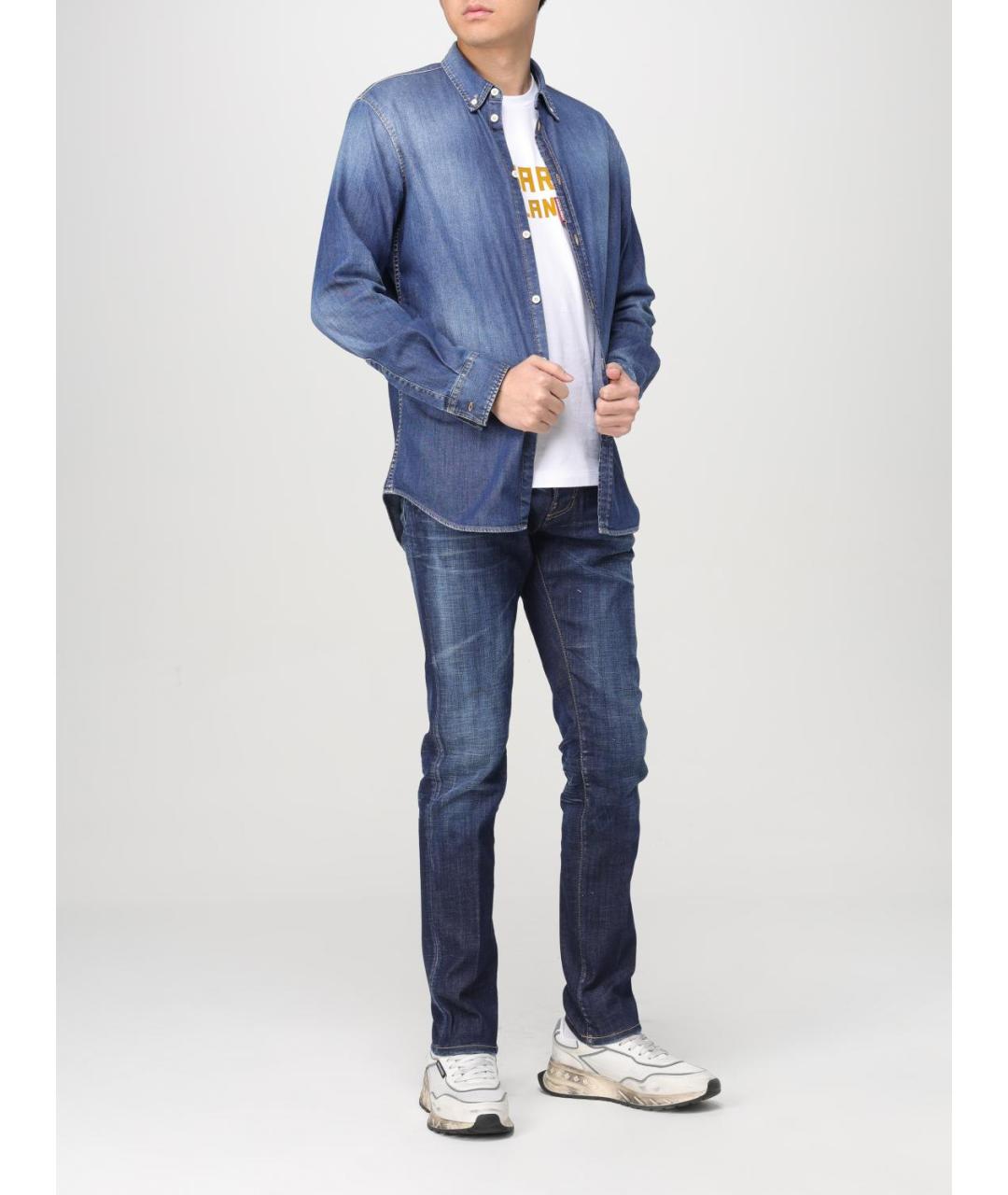 DSQUARED2 Синие хлопковые прямые джинсы, фото 2