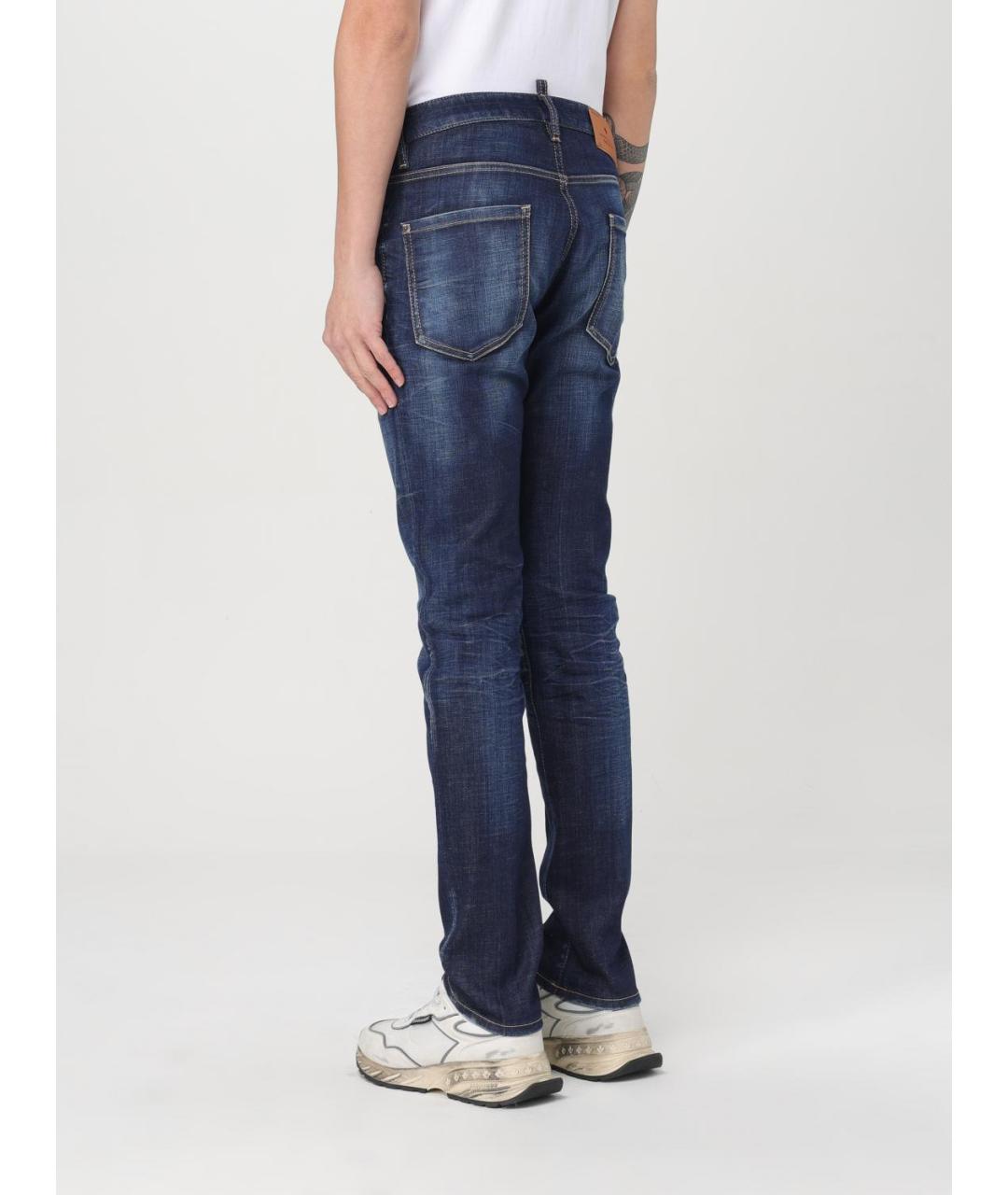 DSQUARED2 Синие хлопковые прямые джинсы, фото 3