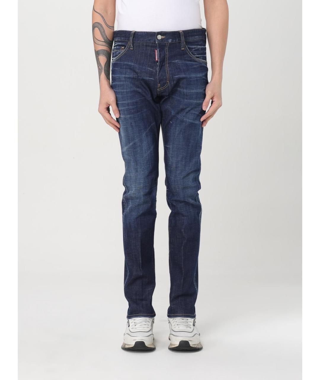 DSQUARED2 Синие хлопковые прямые джинсы, фото 5