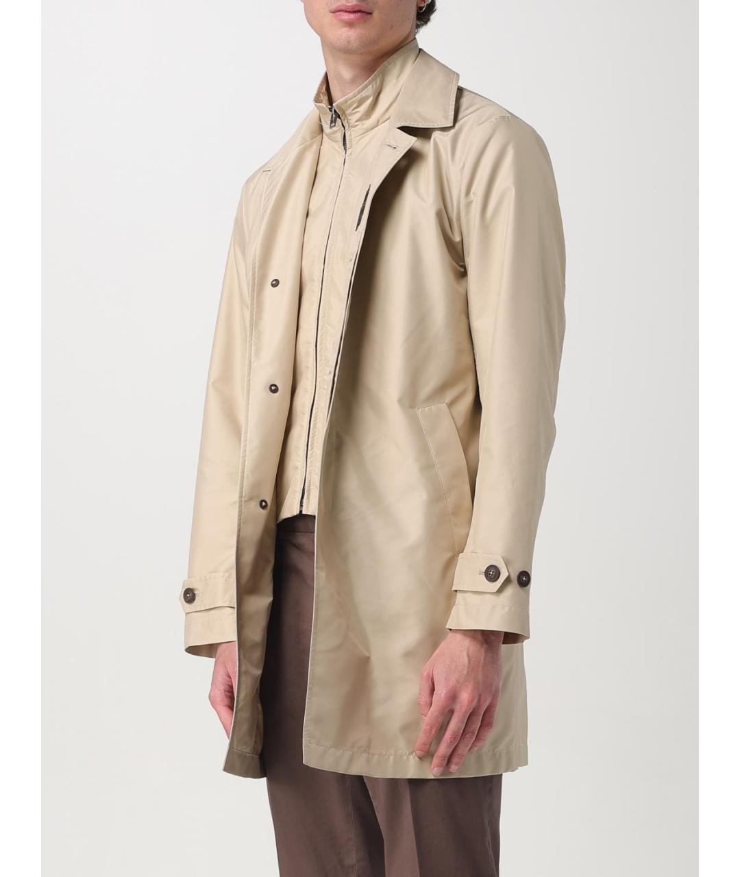 FAY Бежевый полиэстеровый тренч / плащ, фото 3