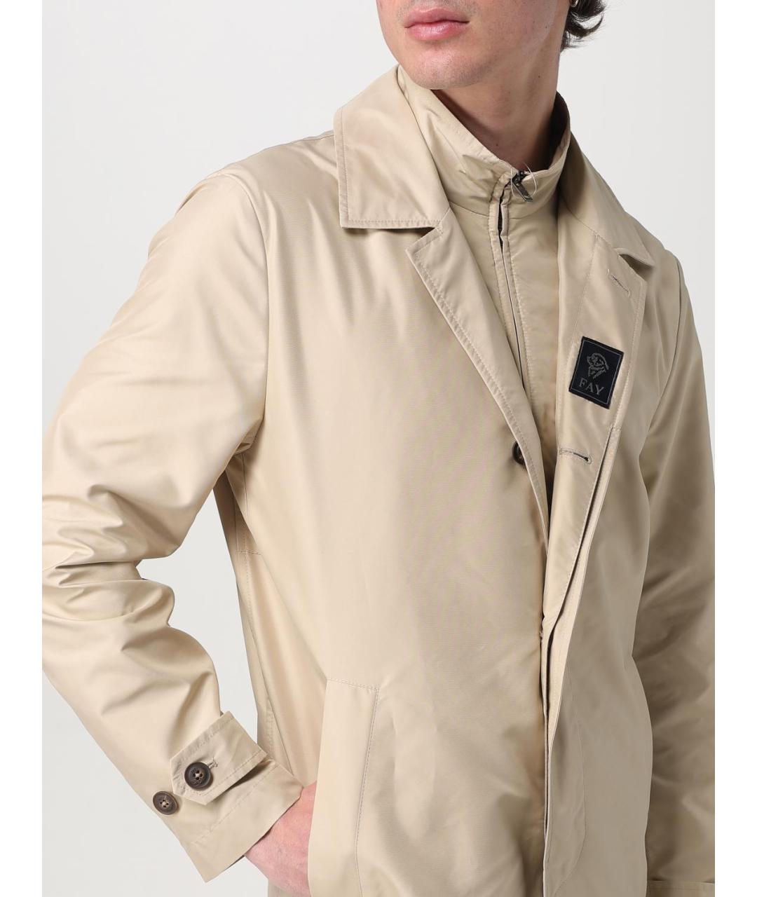 FAY Бежевый полиэстеровый тренч / плащ, фото 4