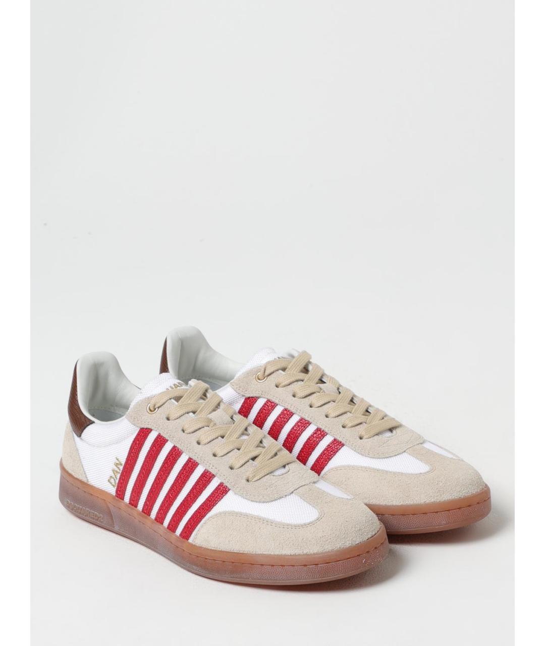 DSQUARED2 Белые кожаные низкие кроссовки / кеды, фото 2