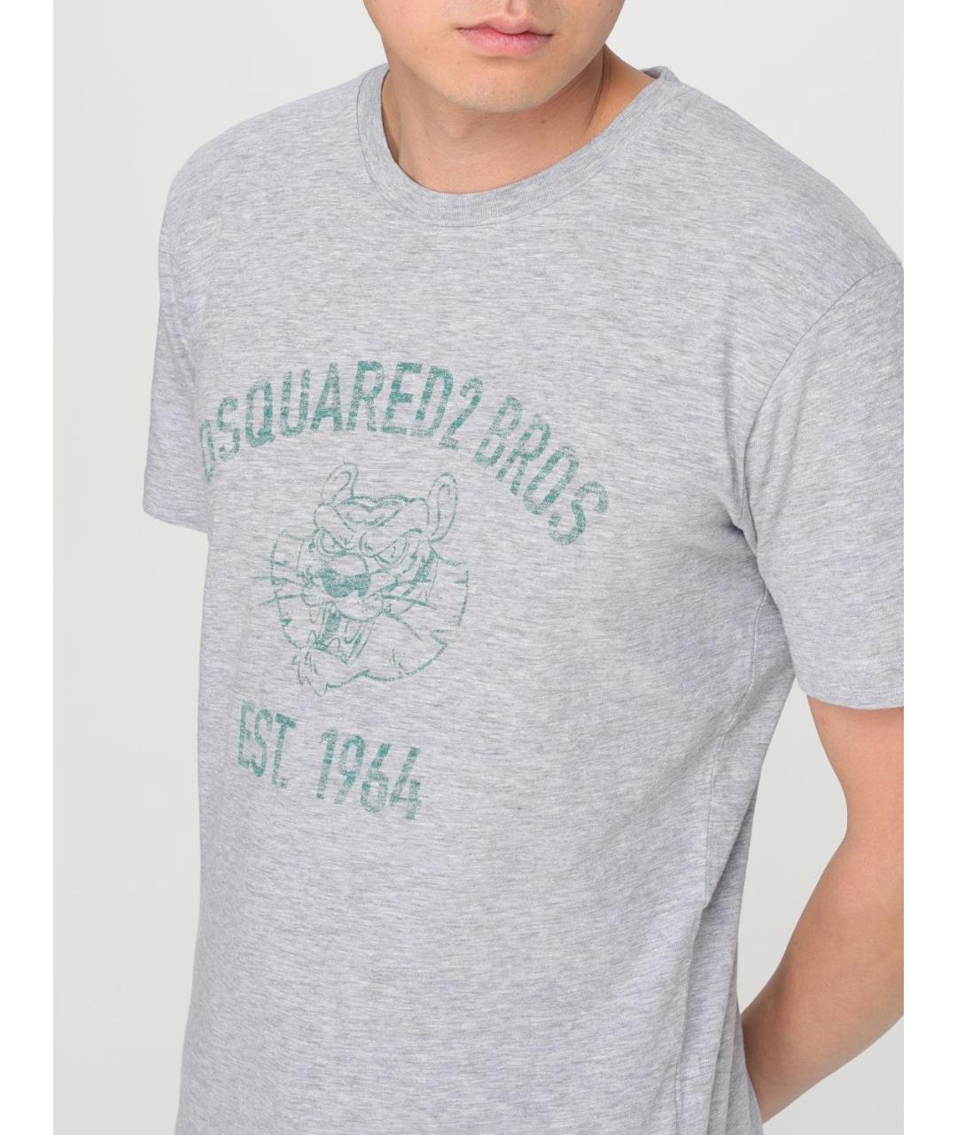 DSQUARED2 Серая хлопковая футболка, фото 4