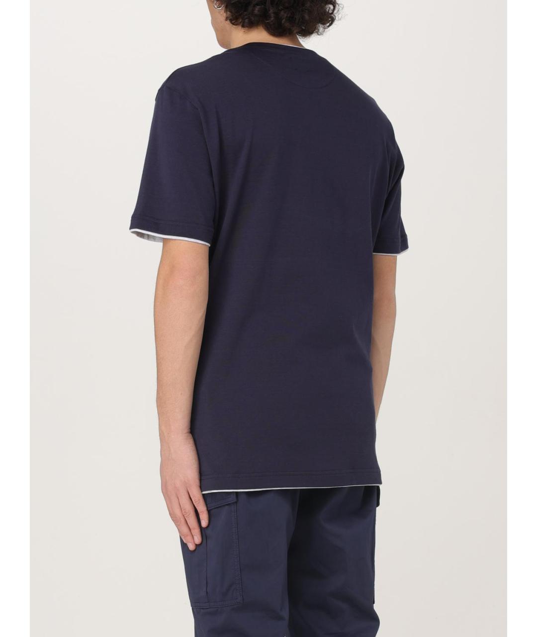 ELEVENTY Синяя хлопковая футболка, фото 2