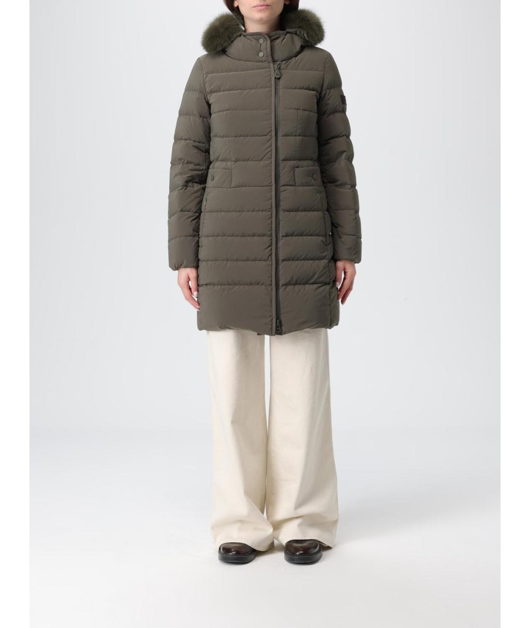 PEUTEREY Зеленый полиамидовый пуховик, фото 2