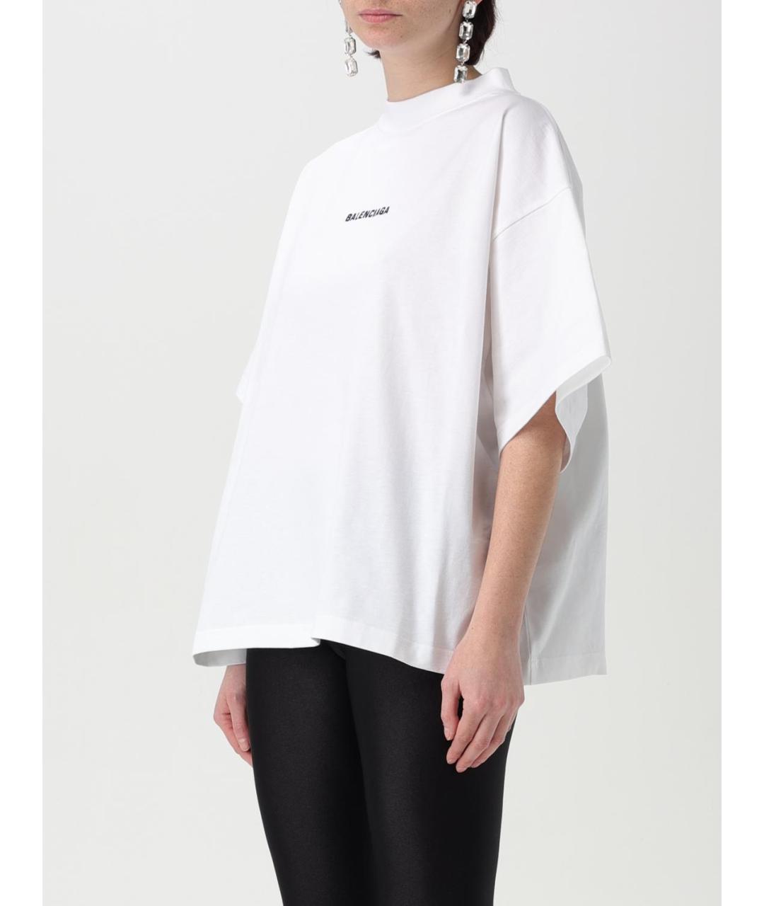 BALENCIAGA Белая хлопковая футболка, фото 4