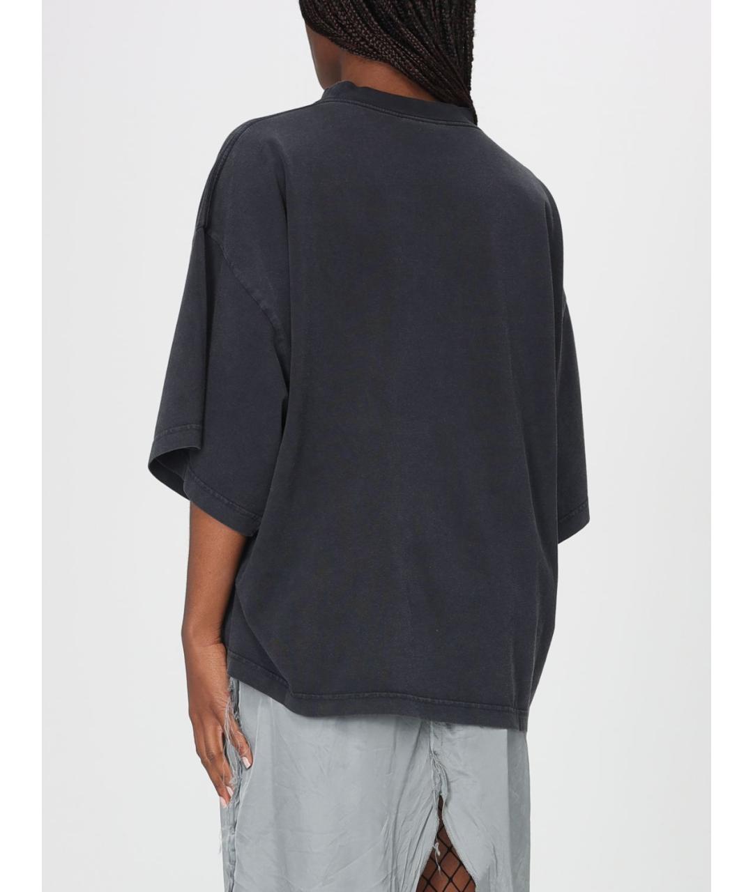 BALENCIAGA Черная хлопковая футболка, фото 4
