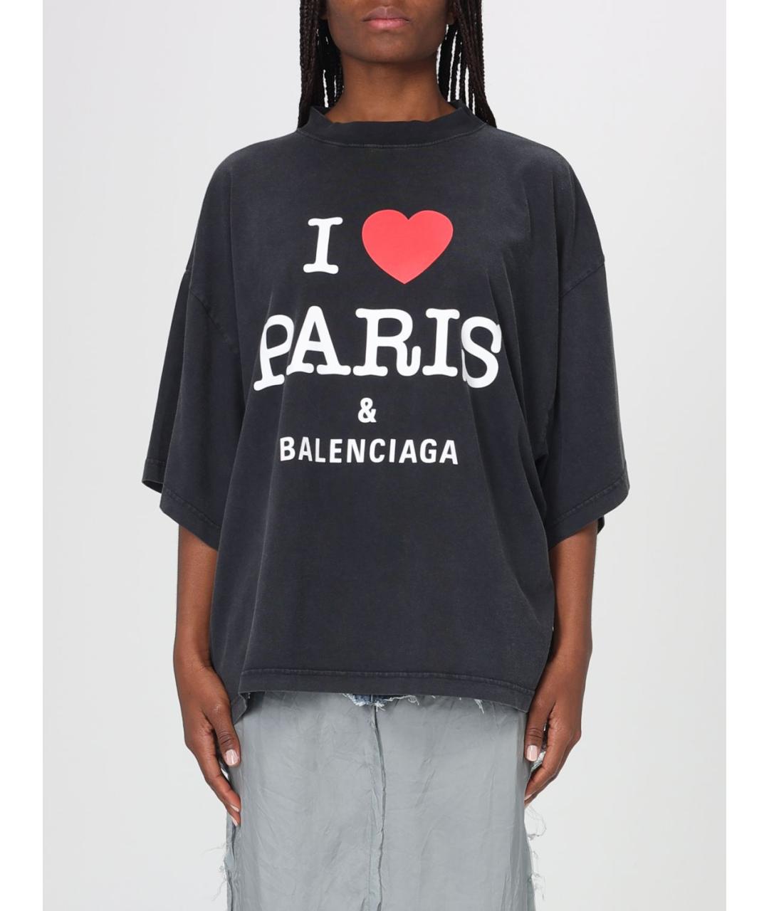 BALENCIAGA Черная хлопковая футболка, фото 2