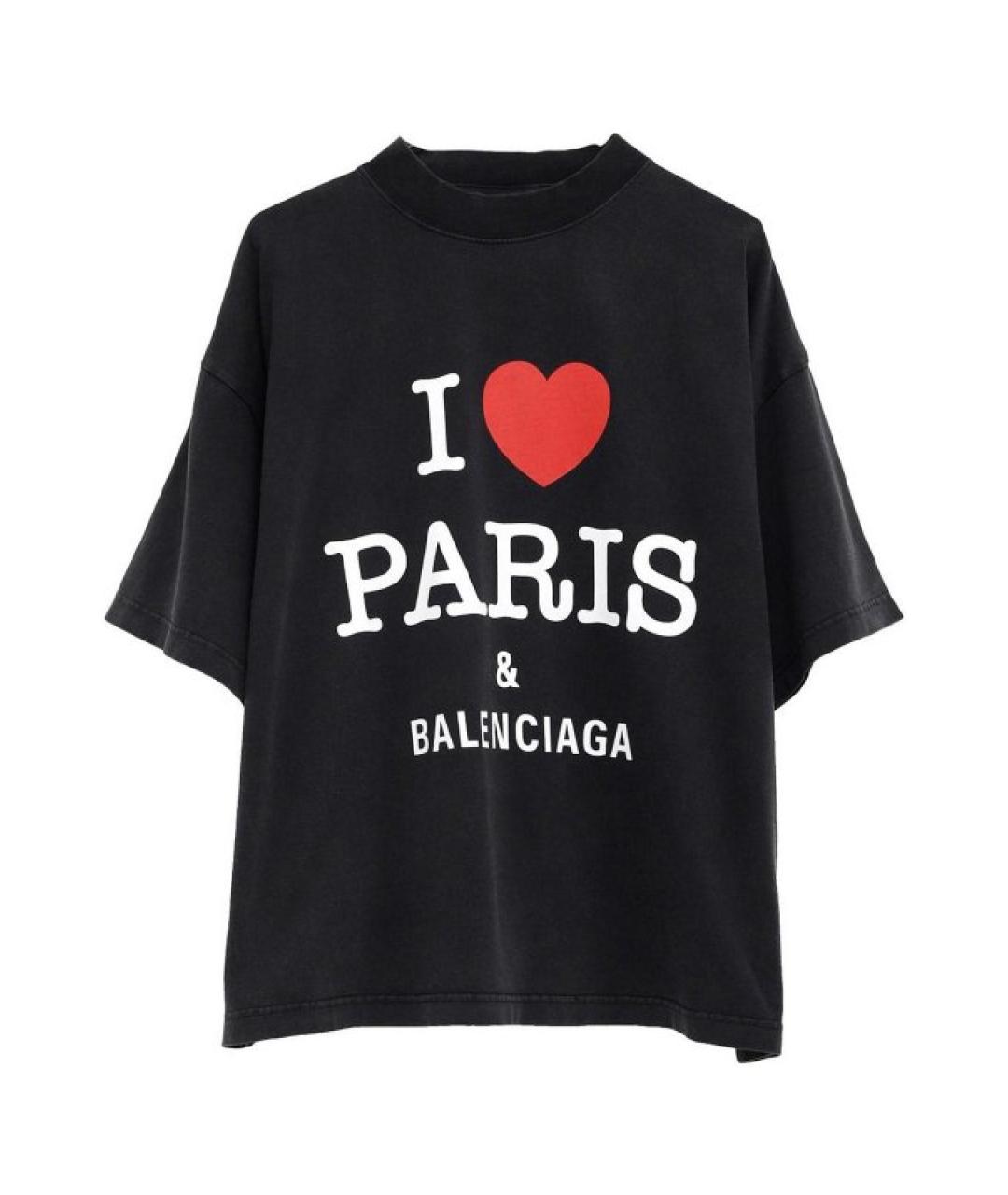 BALENCIAGA Черная хлопковая футболка, фото 1