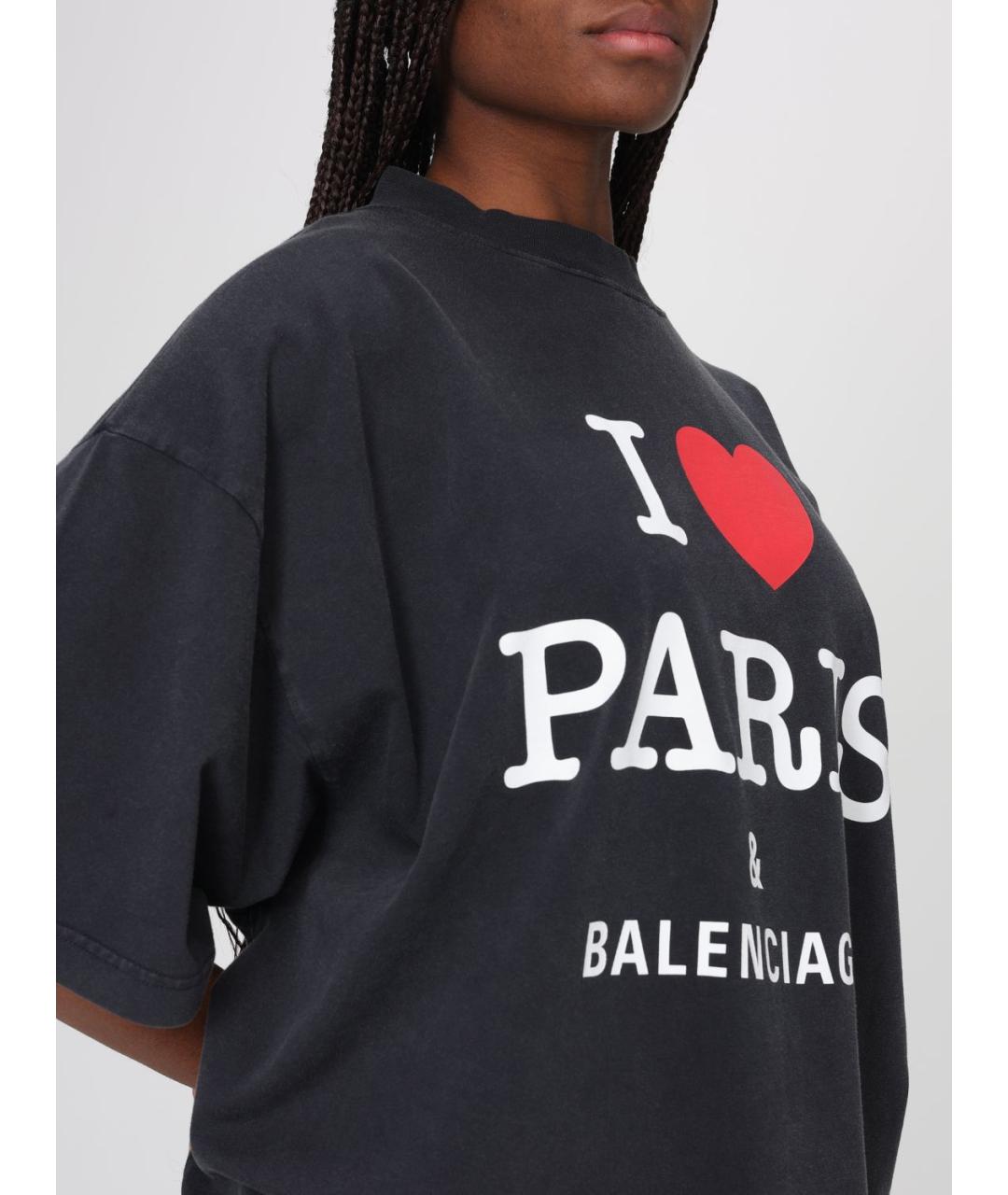 BALENCIAGA Черная хлопковая футболка, фото 6