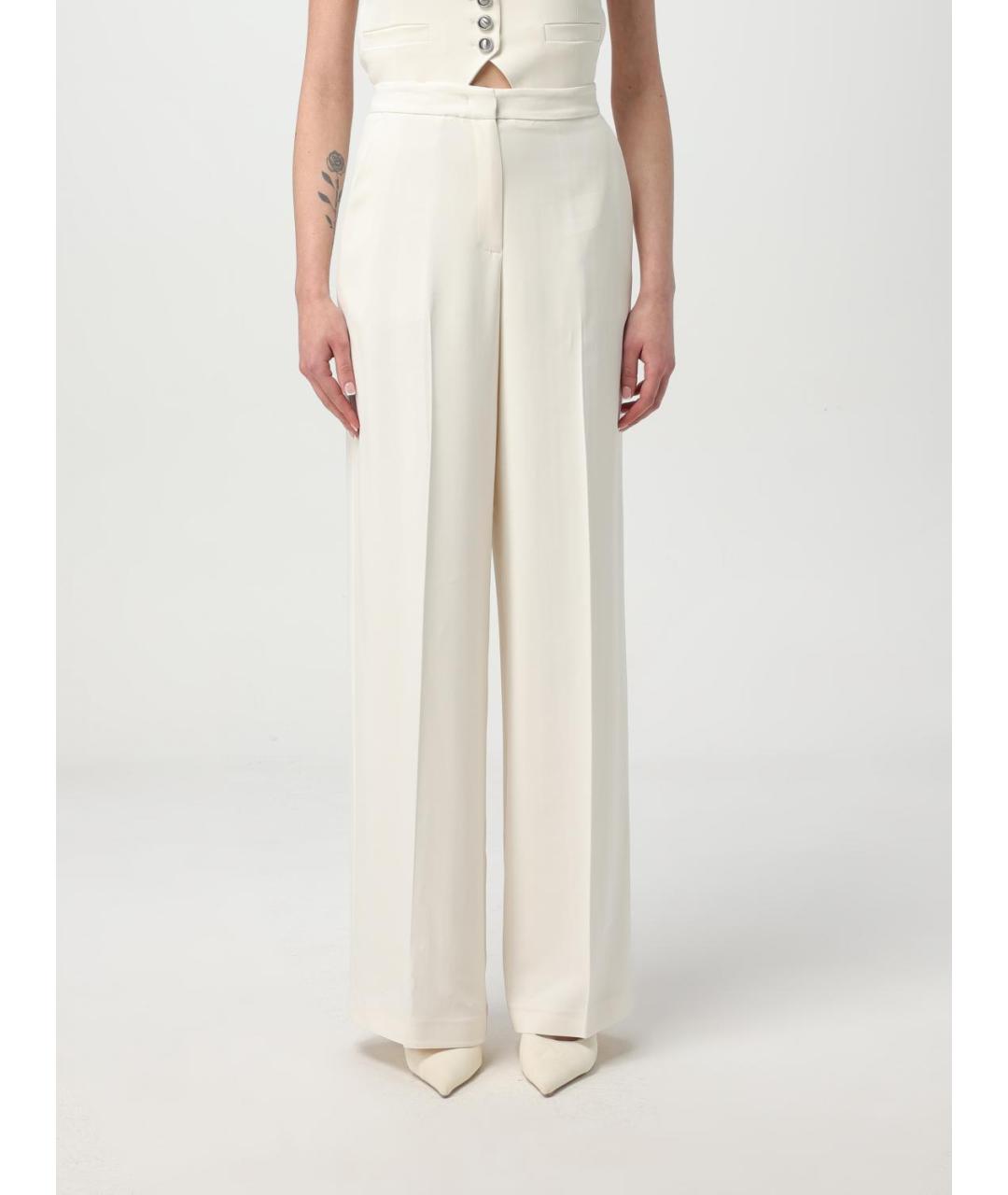 PINKO Белые вискозные прямые брюки, фото 1