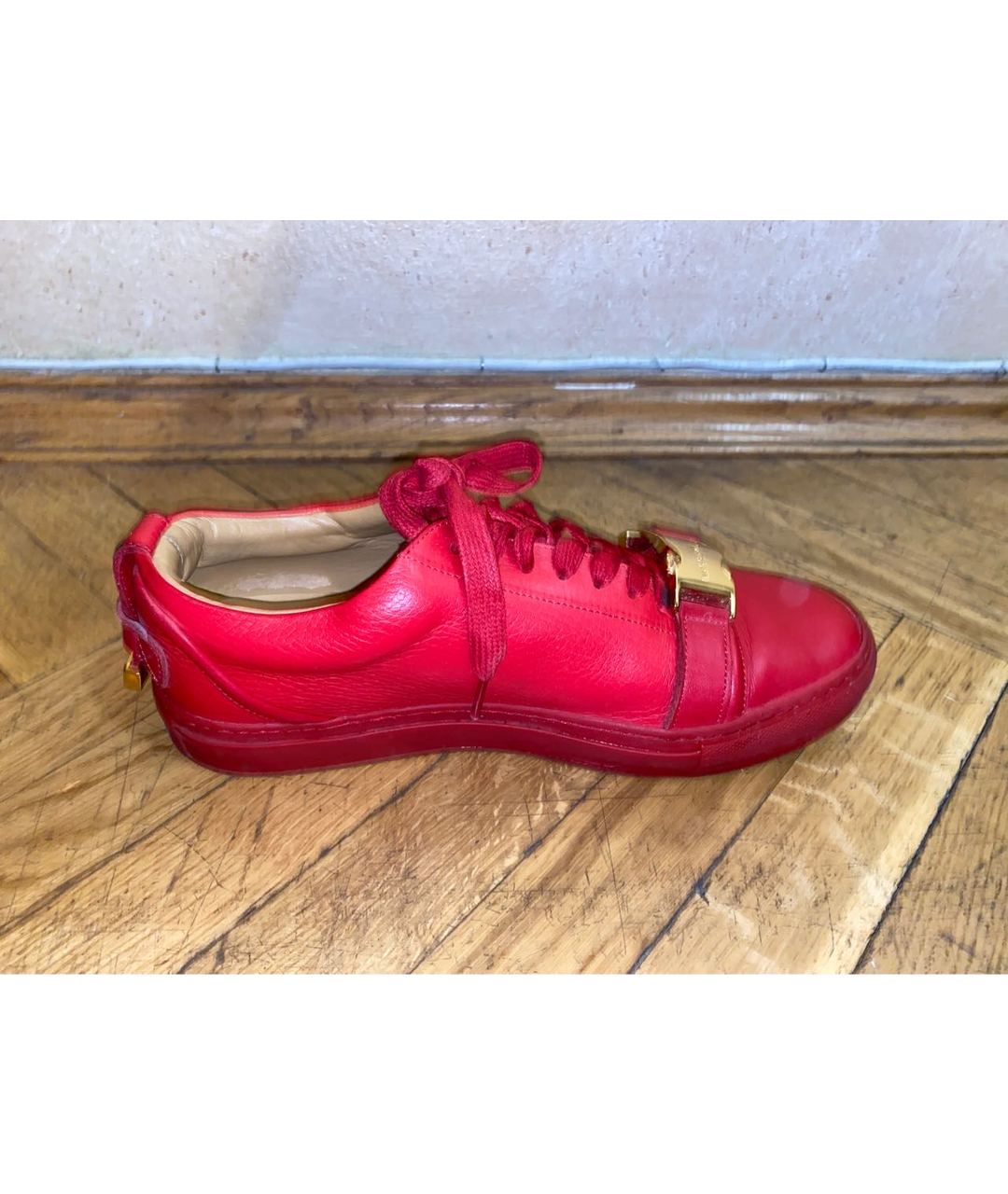 BUSCEMI Красные кожаные низкие кроссовки / кеды, фото 5