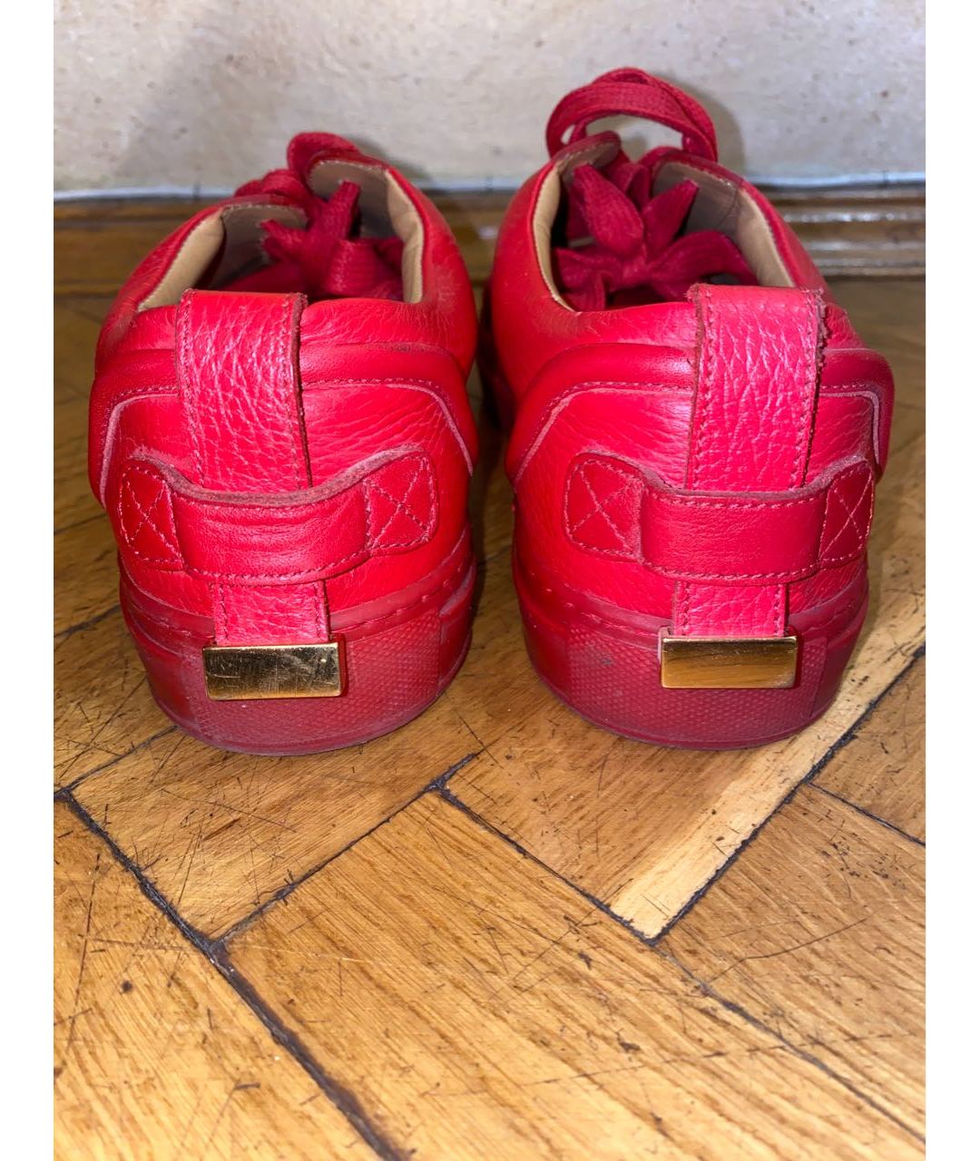 BUSCEMI Красные кожаные низкие кроссовки / кеды, фото 4
