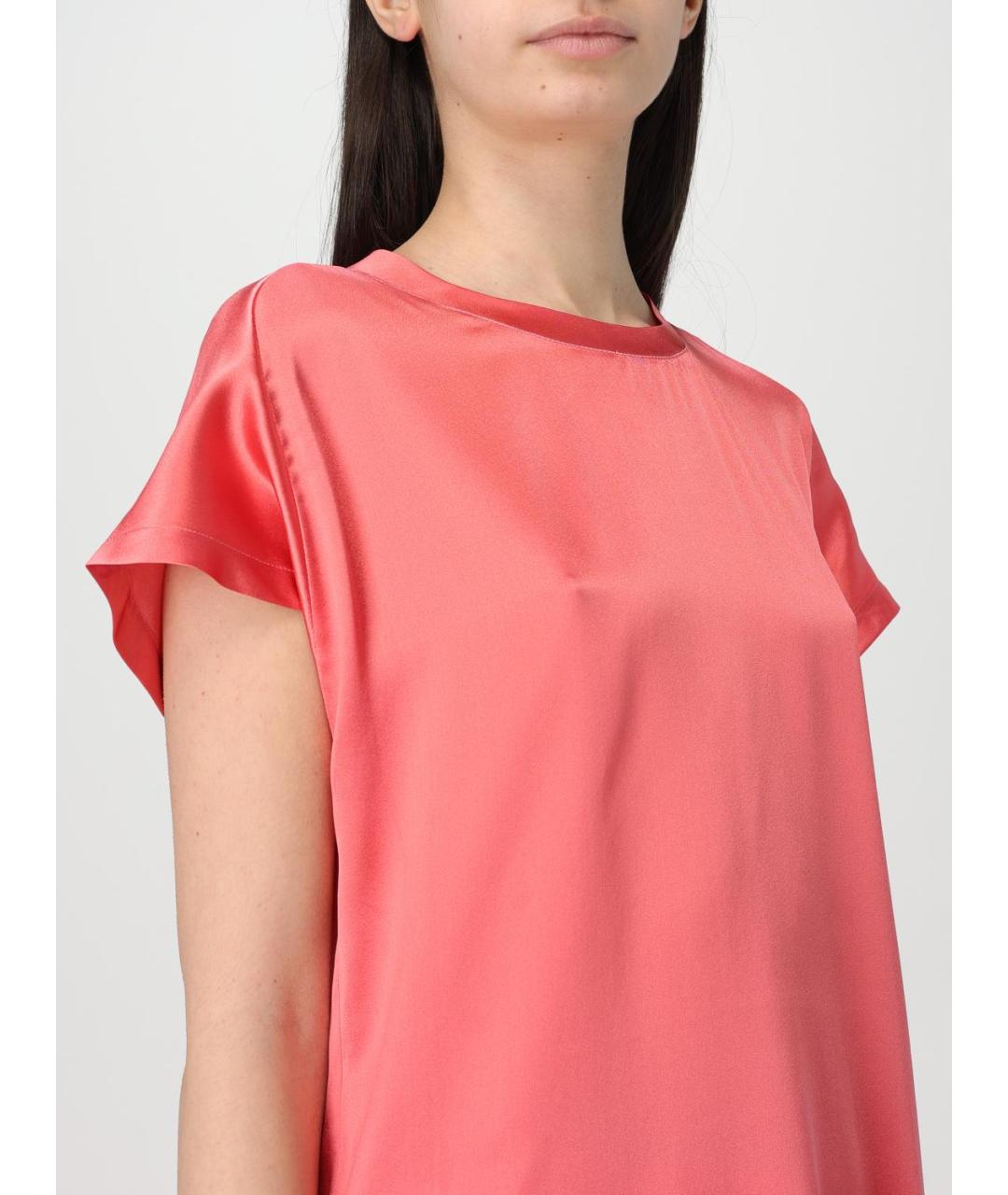 PINKO Коралловая шелковая футболка, фото 3