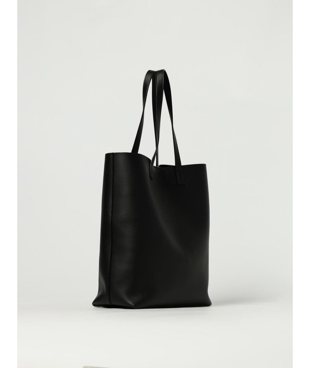 SAINT LAURENT Черная кожаная сумка тоут, фото 3