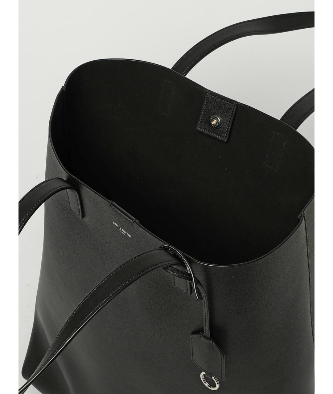 SAINT LAURENT Черная кожаная сумка тоут, фото 5