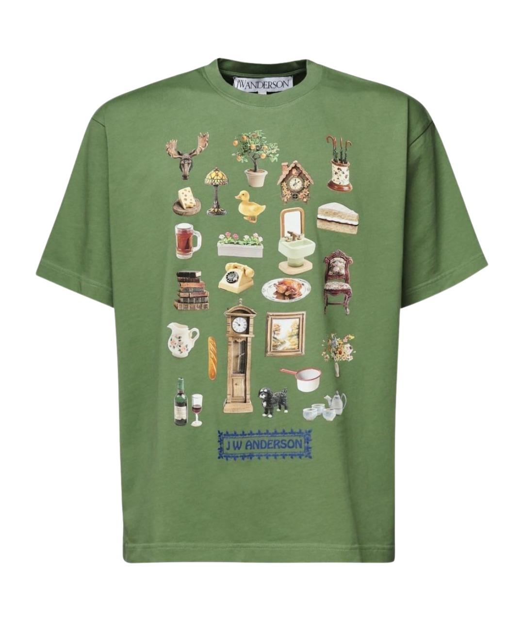 J.W.ANDERSON Зеленая хлопковая футболка, фото 1
