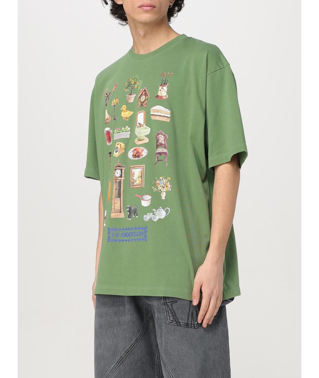 J.W.ANDERSON Зеленая хлопковая футболка, фото 5