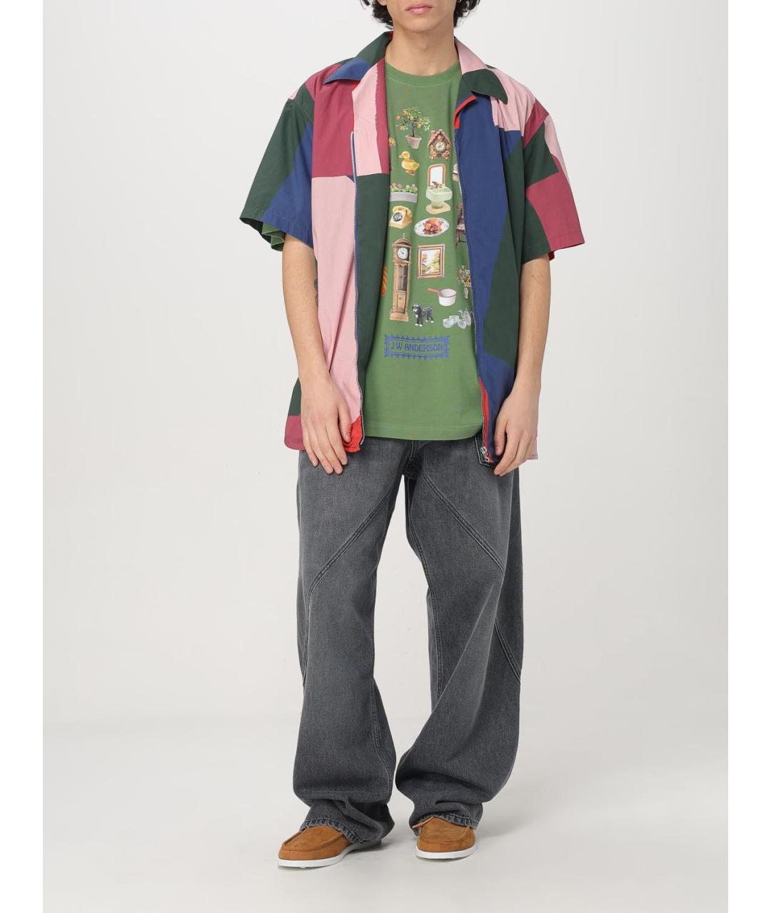 J.W.ANDERSON Зеленая хлопковая футболка, фото 3