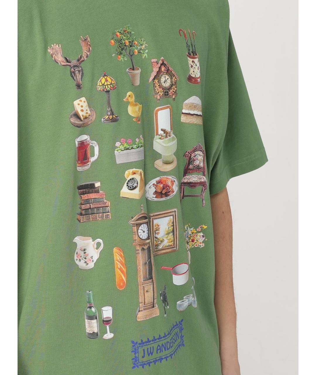 J.W.ANDERSON Зеленая хлопковая футболка, фото 6