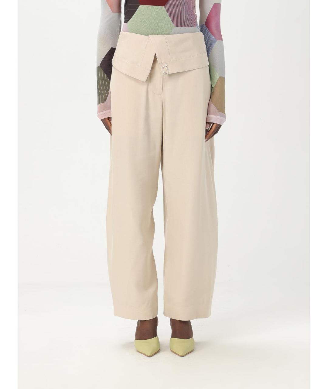 J.W.ANDERSON Бежевые вискозные прямые брюки, фото 6