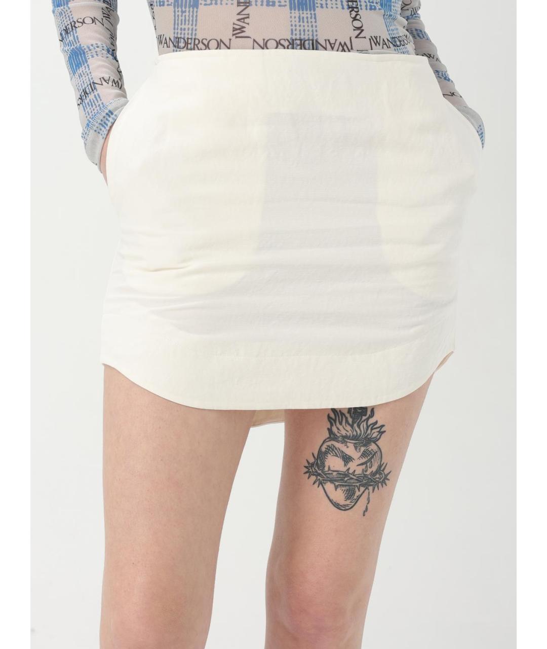 J.W.ANDERSON Белая вискозная юбка мини, фото 5